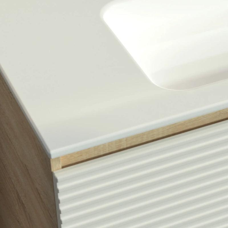 Mobile bagno sospeso Atene 90 cannettato orizzontale con lavabo e specchio LED Made in Italy - Cubi&Co