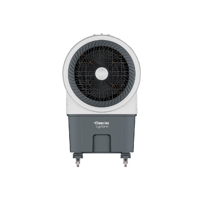 Raffrescatore evaporativo Cyclone con capacità serbatoio 90 litri e indicatore di livello. Controllo digitale, adatto ad ambienti fino a 80 mq