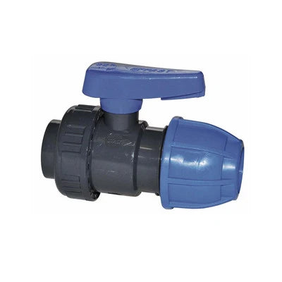 Valvola a sfera monoghiera in pvc con fil. f/ giunto a compressione 3/4 x 25