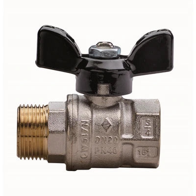Valvola a sfera a passaggio totale filettatura mf con farfalla 3/4 dn 20 pn 40