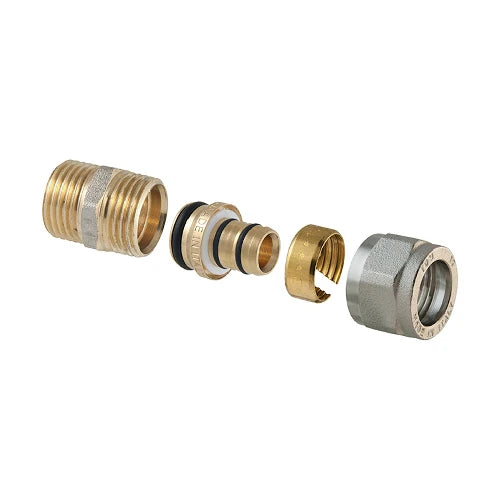 Raccordo diritto maschio a compressione p/multistrato 2pz assemblato 1/2 x 3/4 20 2 00