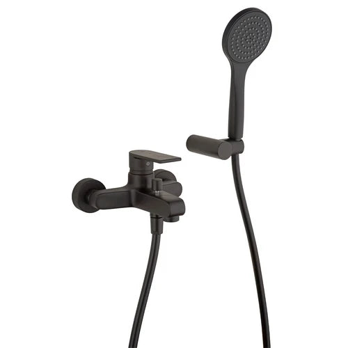 Miscelatore monocomando vasca esterno doccetta laguna nero opa leva nera leva aranci