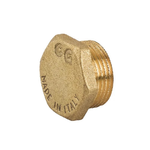 Tappo maschio con esagono in ottone giallo 3/4