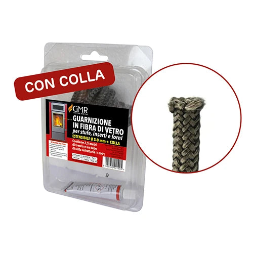 Guarnizione in fibra di vetro per stufe estensibile 9-12 mm