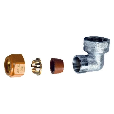 Gomito femmina completo di kit di tenuta per impianti solari 3/4 diam. 18