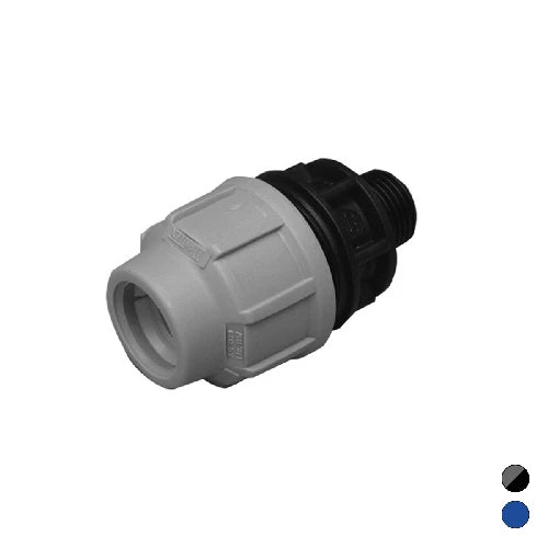 Raccordo maschio ikaro per polietilene 2 1/2 x 75 blu