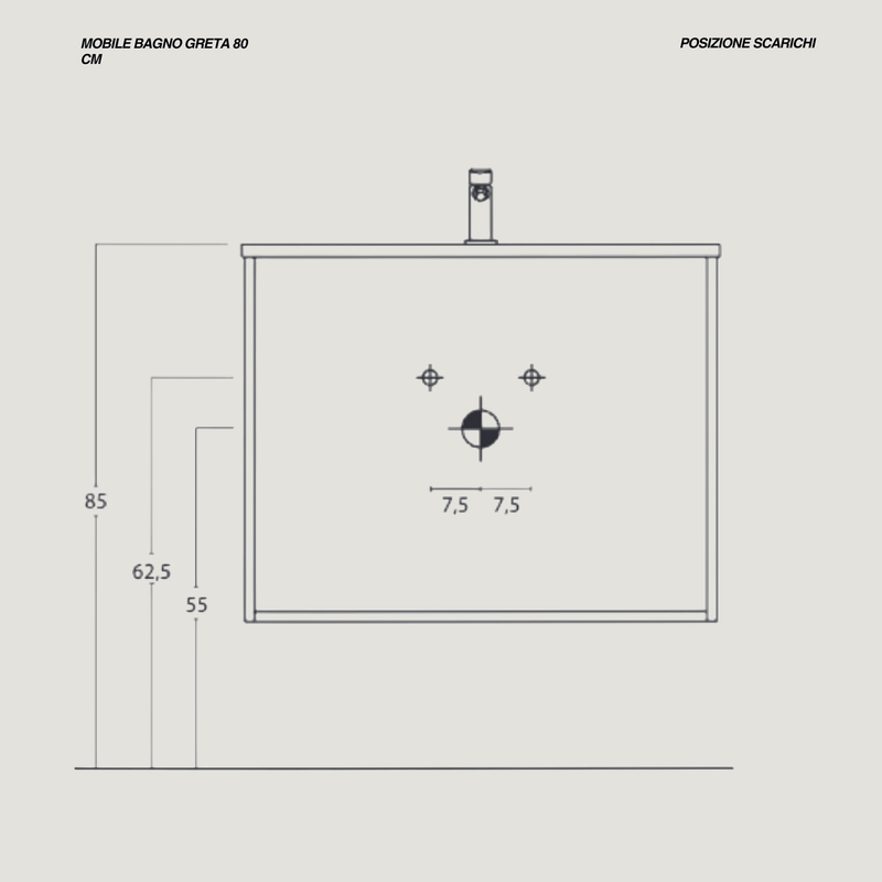 Mobile Bagno Sospeso 80 Cm Due Cassetti Specchio Con Lampada Led 62x78,5 Cm Cubi&Co "Smile" Rovere Tropea