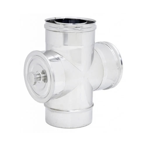 Raccordo a t 90 con ispezione doppia parete inox diam. 100x150
