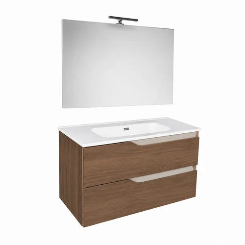 Mobile bagno sospeso mod. praga l. 100 cm rovere scuro tortora opaco