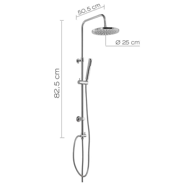 Colonna doccia con soffione 25 cm e doccetta modello Star 00 di Gedy - Cromato by CeramicStore | Lo specialista del tuo bagno