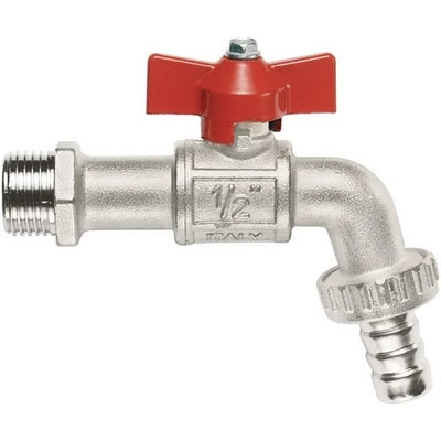 Rubinetto a sfera con portagomma a farfalla 3/4 dn 20 15 bar/217.5 psi