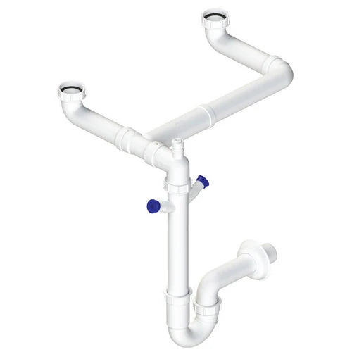 Sifone autopulente a 2 vie e 2 attacchi lavastoviglie uscita dn40
