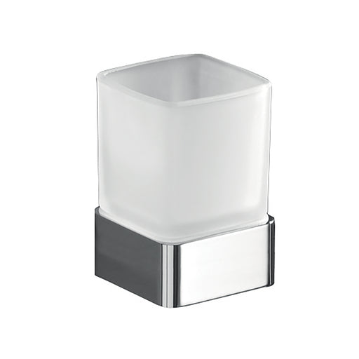 Portaspazzolini da appoggio con contenitore in Vetro satinato di Gedy serie Lounge - Cromato