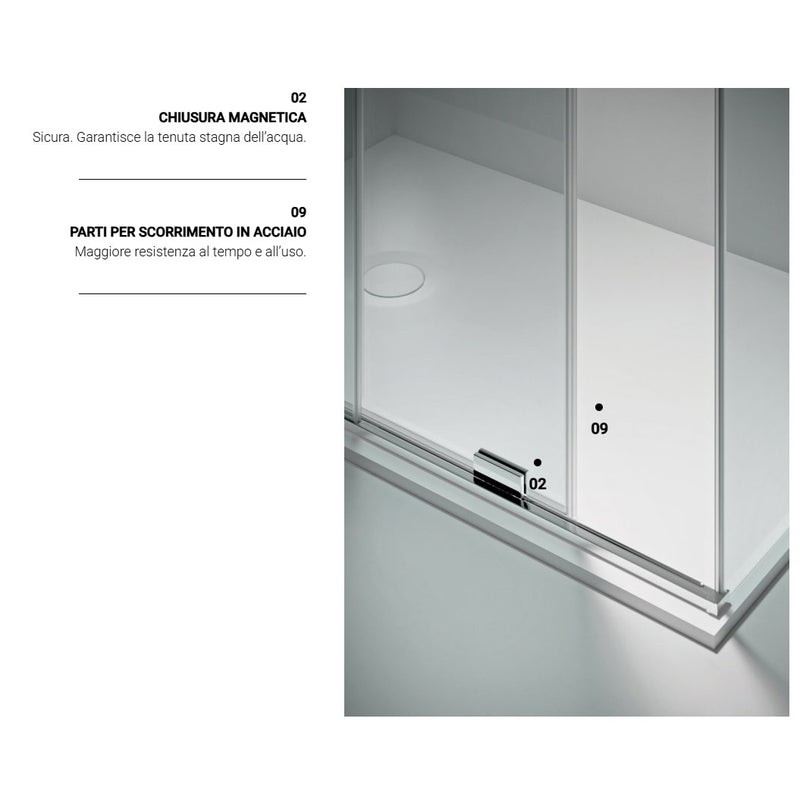 Porta Doccia anta Scorrevole minimal in cristallo da 8 mm Anticalcare 115-118 cm Altezza 195 Domus Falerii Domuspa - Collezione Lusso