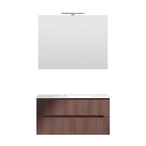 Mobile bagno sospeso linea stick cannettato da 90 cm rovere chiaro