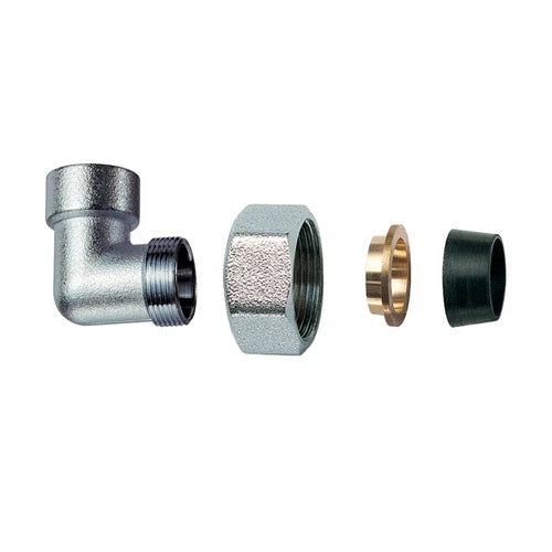Gomito femmina cromato c/monocono in gomma per rame 3/4 x 18