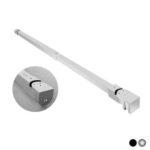 Braccio per walk in quadro telescopico 2 teste snodabili cm 70-100 argento lucido