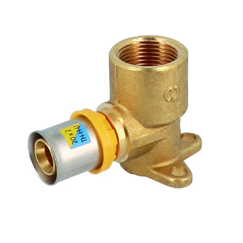 Attacco a muro con flangia 3 fori a pressare per multistrato 1/2 x 16