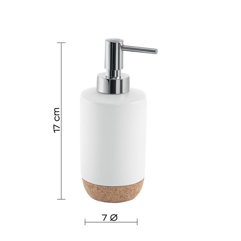 Dosasapone in ceramica e sughero con erogatore cromato Gedy serie Ilary - Bianco