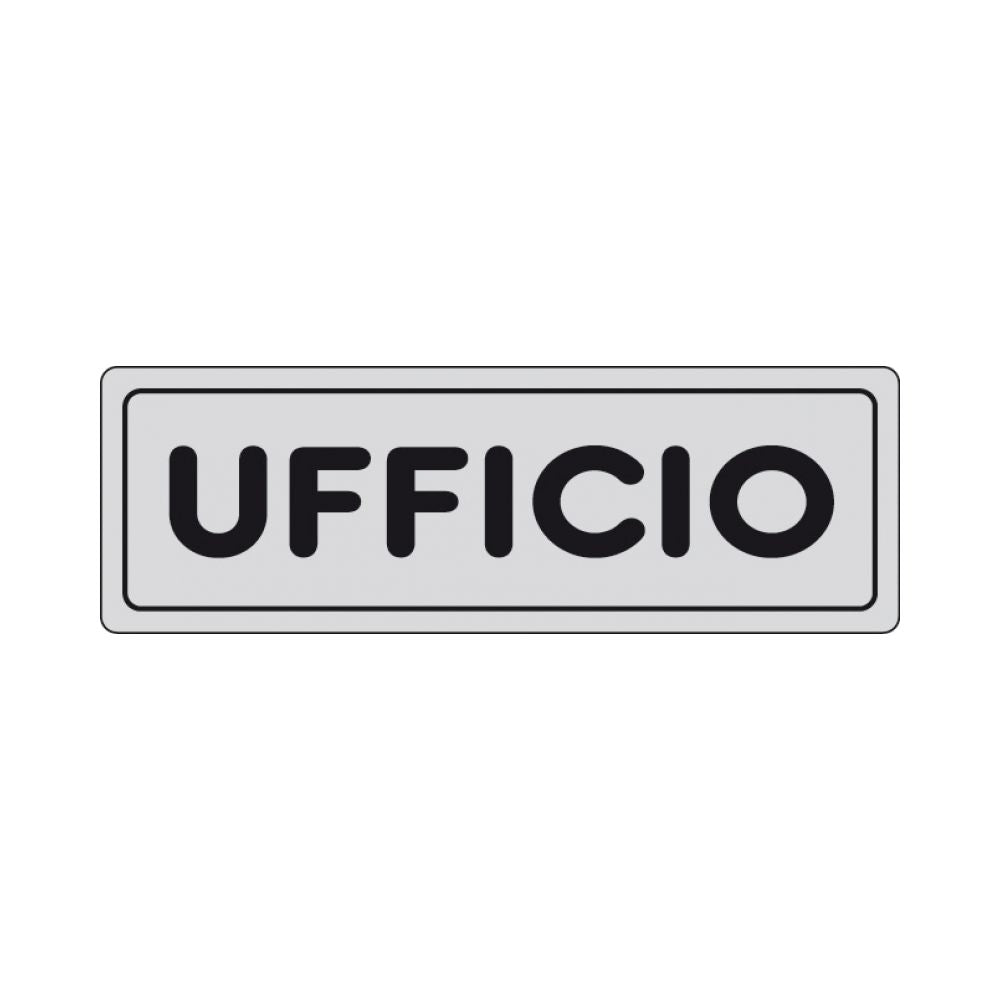 Etichetta Adesiva " UFFICIO" dimensione 150X50 colore argento e scritta nera by CeramicStore | Lo specialista del tuo bagno