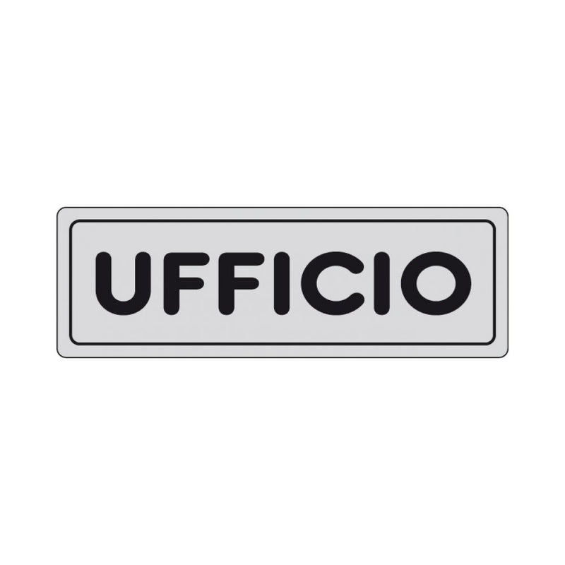 Etichetta Adesiva " UFFICIO" dimensione 150X50 colore argento e scritta nera by CeramicStore | Lo specialista del tuo bagno