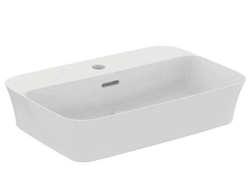 Lavabo da appoggio rettangolare 55x38 cm con foro rubinetto e troppo pieno Ideal Standard Ipalyss E207701
