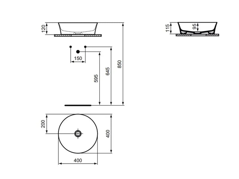 Lavabo da appoggio tondo 40 cm Ideal Standard Ipalyss E139801
