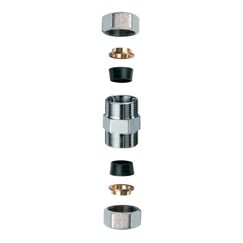 Niplex doppio cromato c/monocono in gomma per rame 1/2 x 18
