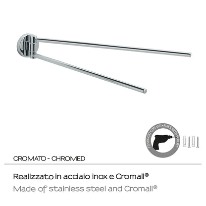 Porta asciugamani a snodo in Acciaio Inox e Cromall Gedy serie Felce - Cromato by CeramicStore | Lo specialista del tuo bagno