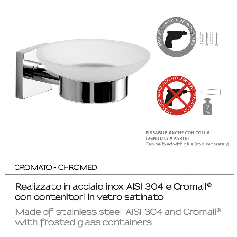 Portasapone a muro Gedy serie Fuji - Cromato by CeramicStore | Lo specialista del tuo bagno