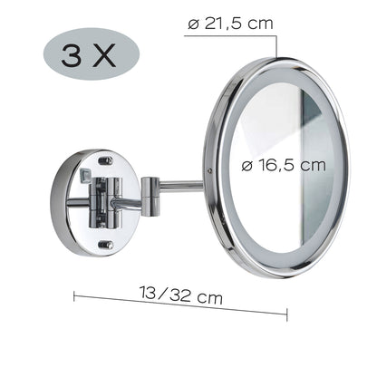 Specchio ingranditore Sarah di Gedy in Acciaio Inox AISI 304 e luce LED - Cromato by CeramicStore | Lo specialista del tuo bagno