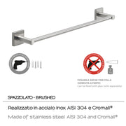 Portasalviette a muro 45 cm Fuji di Gedy - Spazzolato by CeramicStore | Lo specialista del tuo bagno