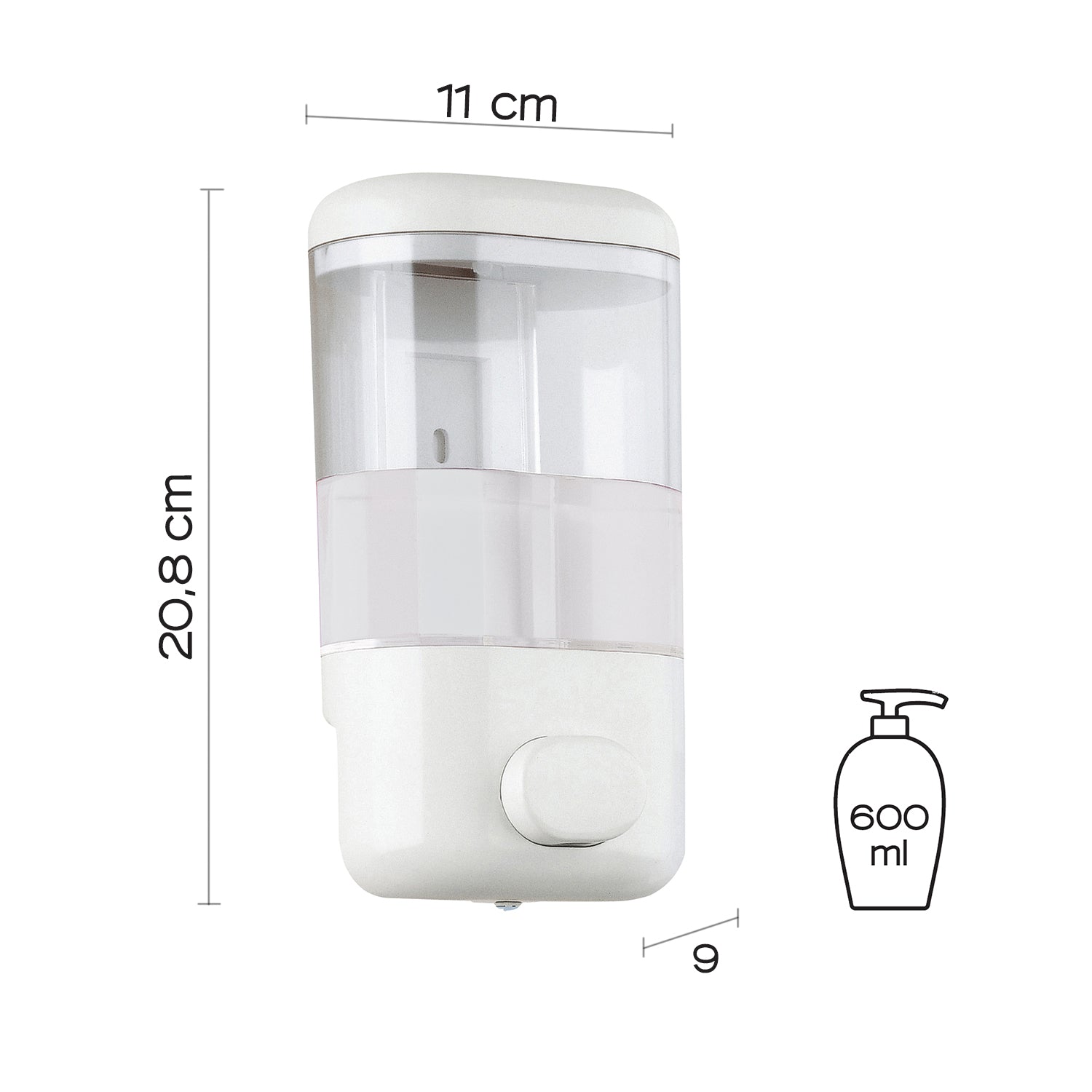 Distributore di sapone/Gel igienizzante modello Push Pro di Gedy da 600 ml - Bianco by CeramicStore | Lo specialista del tuo bagno
