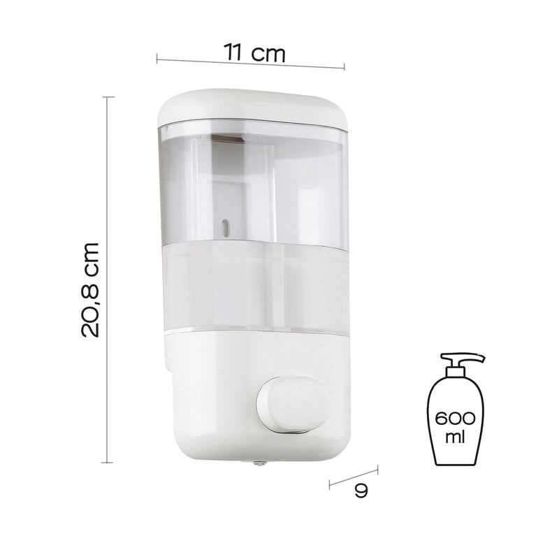 Distributore di sapone/Gel igienizzante modello Push Pro di Gedy da 600 ml - Bianco by CeramicStore | Lo specialista del tuo bagno