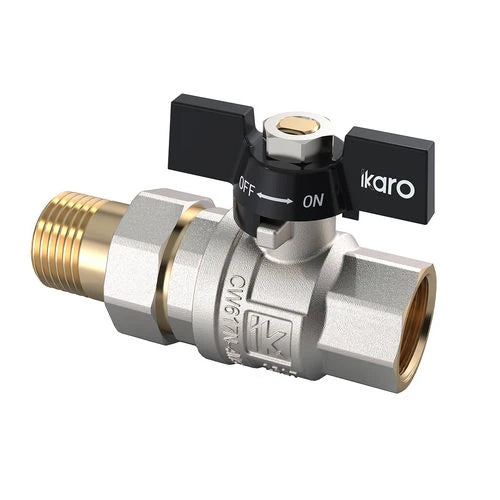 Valvola a sfera ikaro mf con bocchettone a farfalla 3/4 dn 20 pn 40