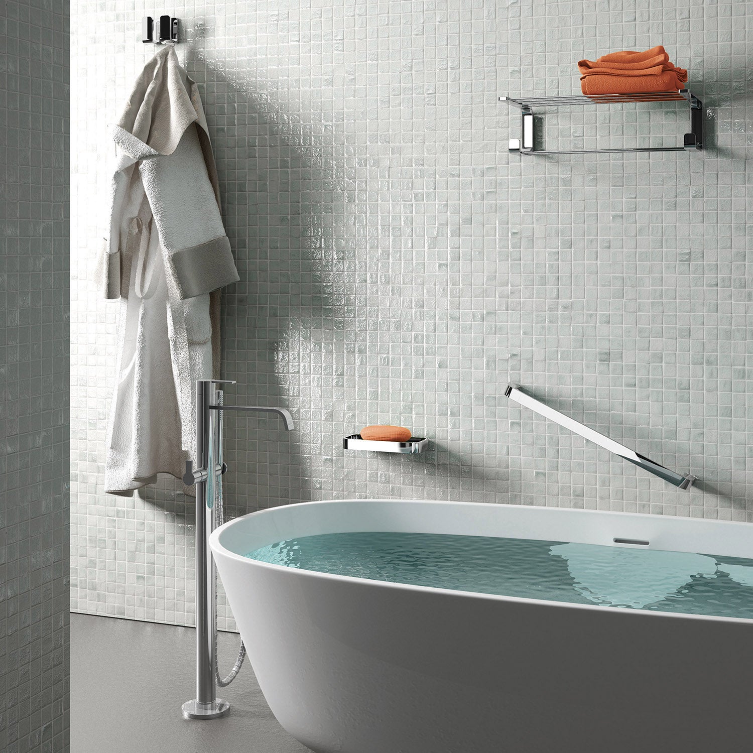 Appendiabiti doppio in Ottone, Acciaio Inox e Cromall Outline di Gedy - Cromato by CeramicStore | Lo specialista del tuo bagno