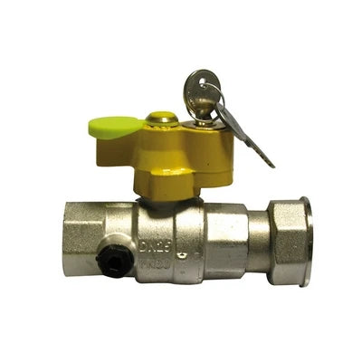 Valvola a sfera gas f/girello con serratura 1 x 1 1/4 dn 25
