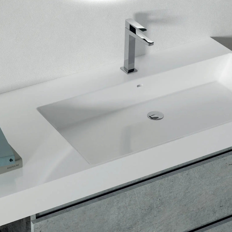 Mobile bagno sospeso Barcelona 120 con vano a giorno, lavabo e specchio retroilluminato Made in Italy - Cubi&Co