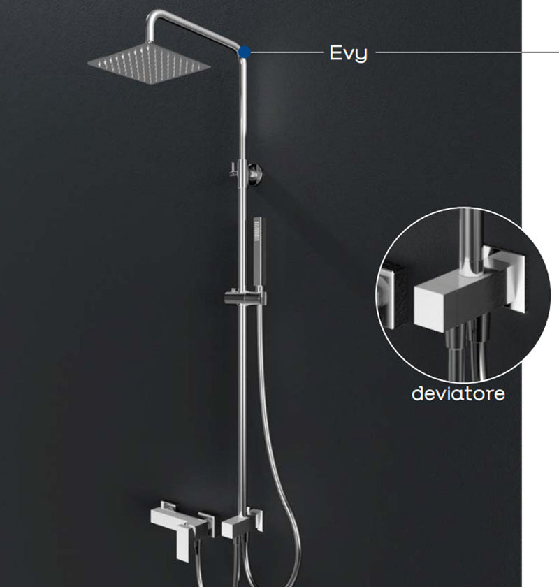 Colonna doccia Evy DocciaGo in acciaio con soffione 20 cm e doccetta - Nero opaco