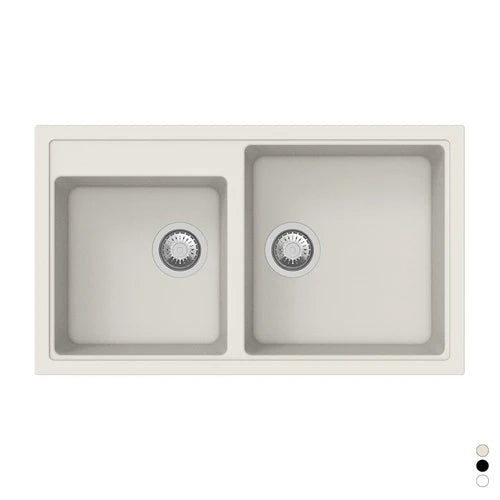 Lavello sintetico da incasso 2 vasche cm 86 bianco