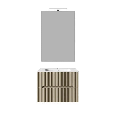 Mobile bagno sospeso linea stick cannettato da 60 cm noce gold