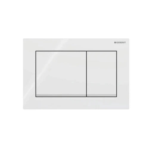 Placca di comando 2 tasti omega 20 squadrata bianco luc. bordoinf bianco op
