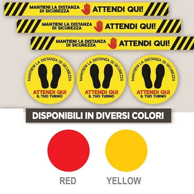 Adesivi segnaletica da pavimento per distanza di sicurezza rettangolare red cm 100x8