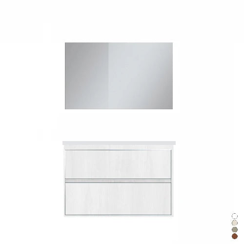 Mobile bagno sospeso completo elegance l. 80 cm larice bianco
