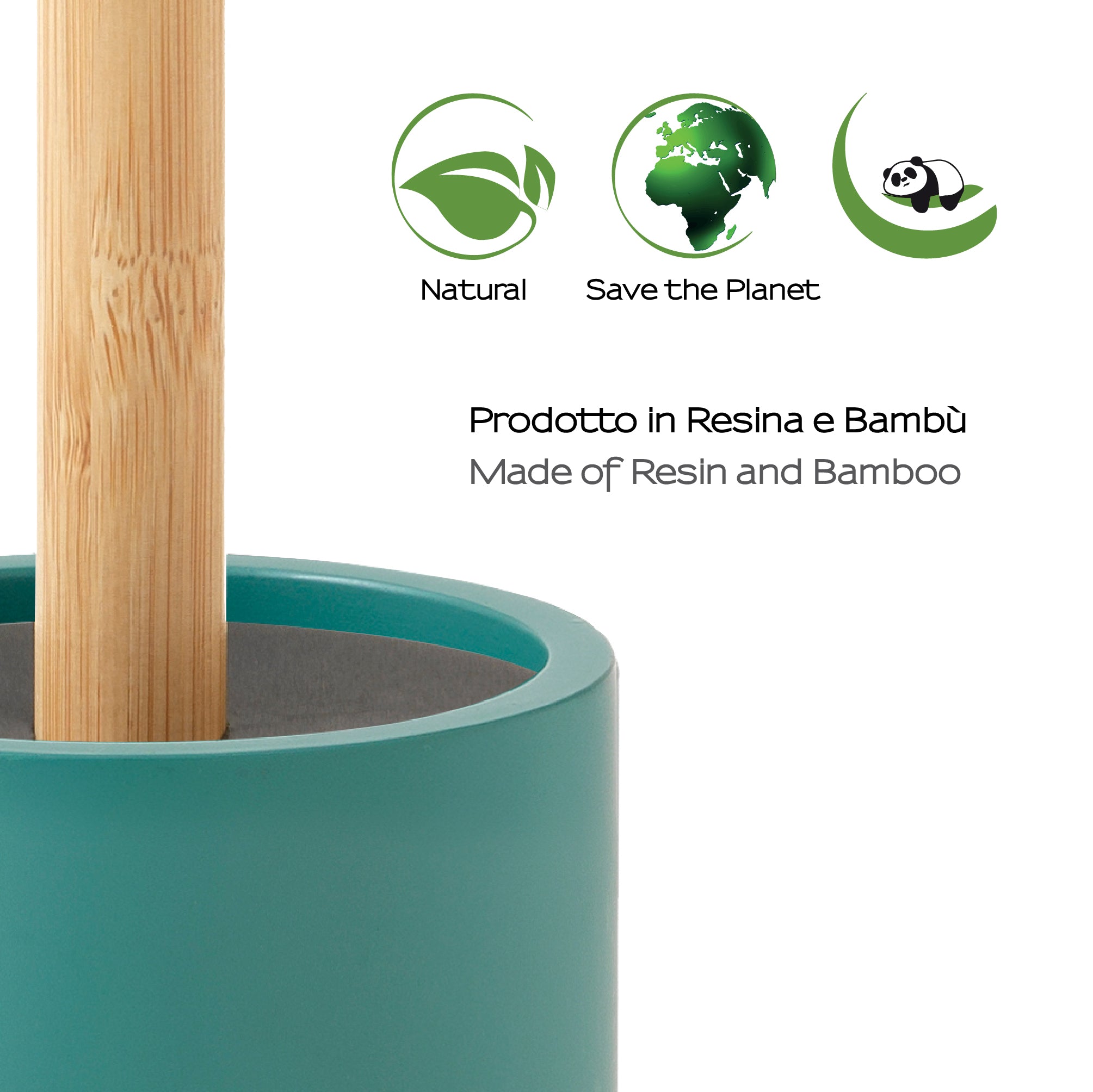 Scopino da appoggio con ciuffo in setole Gedy modello Thea - Verde/Naturale by CeramicStore | Lo specialista del tuo bagno