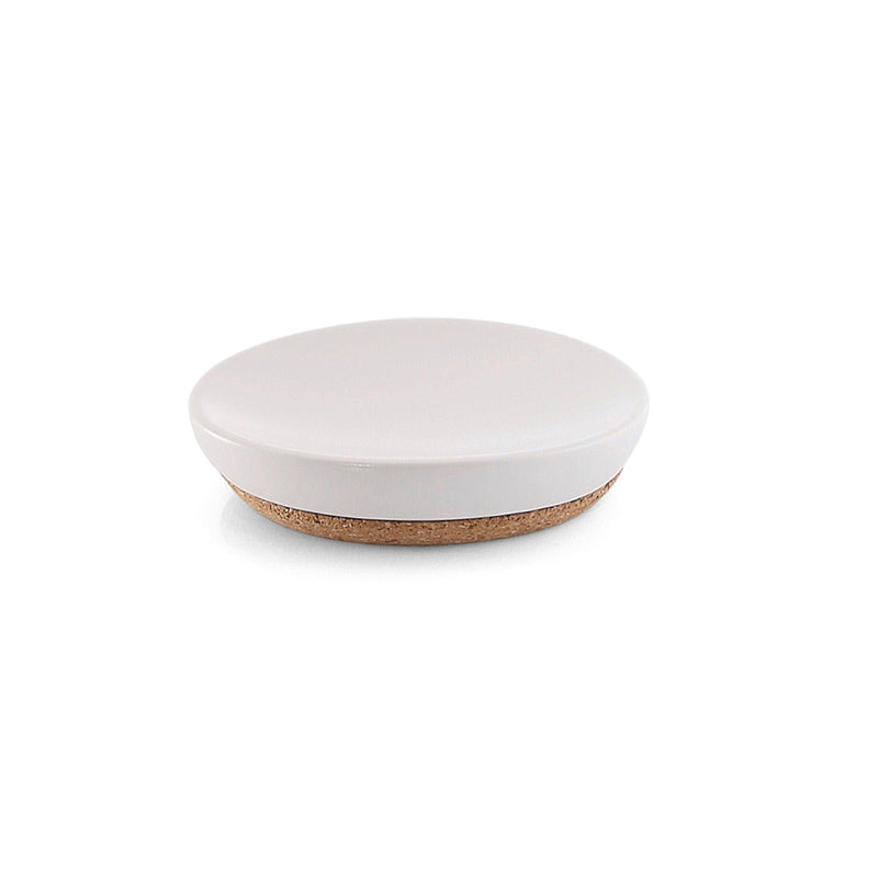 Portasapone in ceramica e sughero Gedy serie Ilary - Bianco
