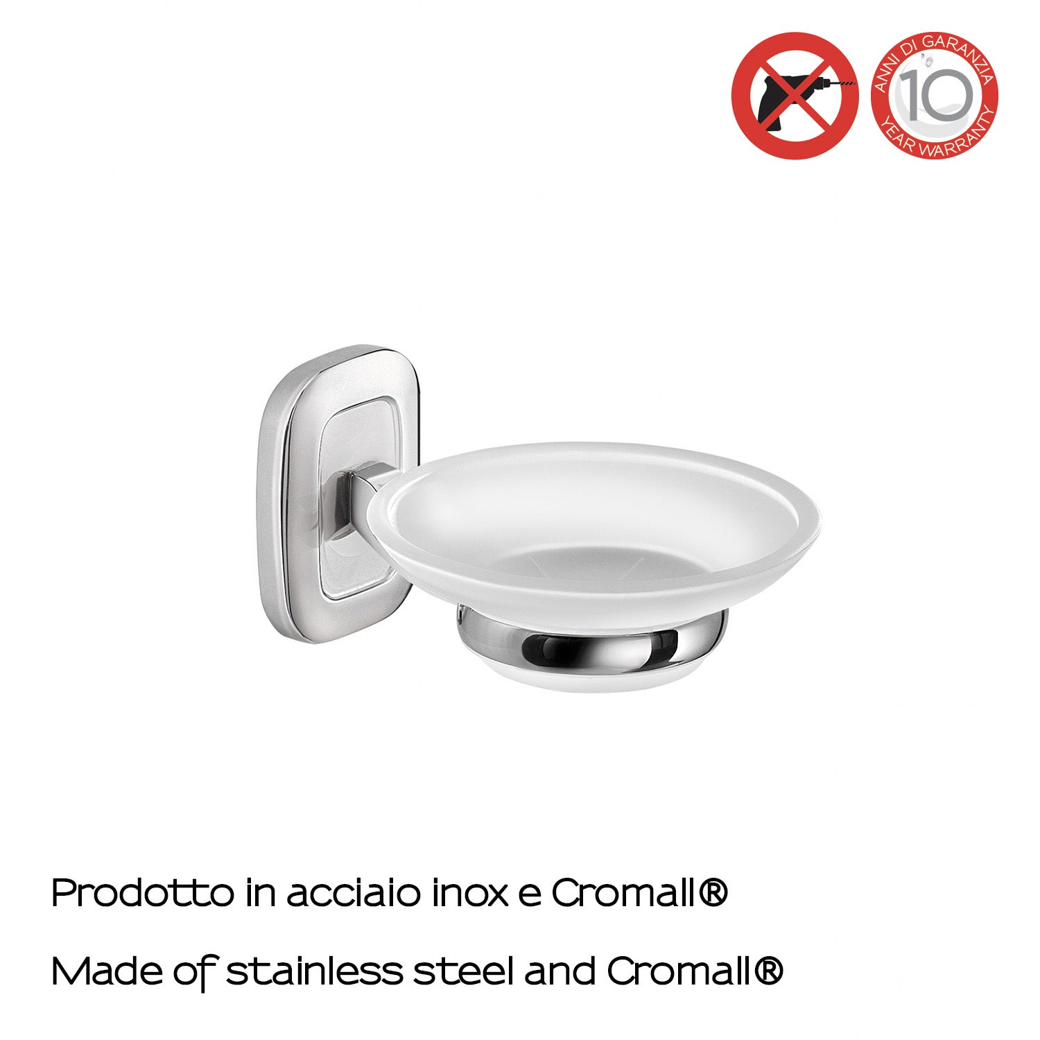 Portasapone a parete di Gedy serie Everest - Cromato by CeramicStore | Lo specialista del tuo bagno