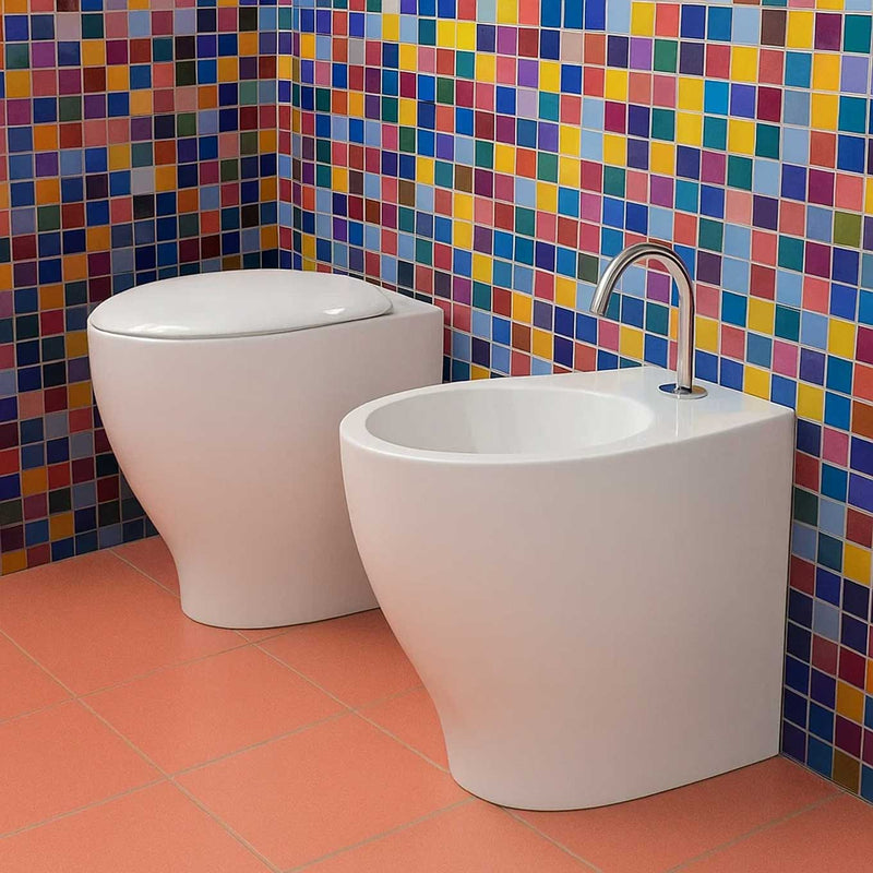 Sanitari Filo Muro Moderni Ceramica Domus Falerii Mascalzone sedile Chiusura tradizionale