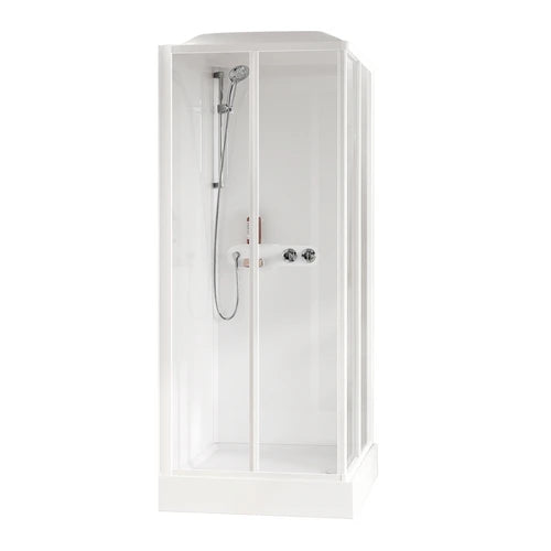Cabina doccia media glass a apert. 2 ante scorr. 2 fisse cm 80x100