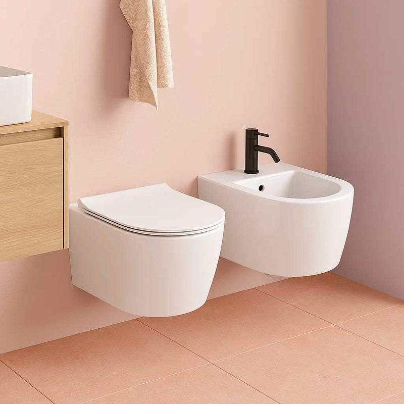 Sanitarios suspendidos Cerámica Globo Forty3 cm 43 WC + BIDÉ + ASIENTO SOFT CLOSE